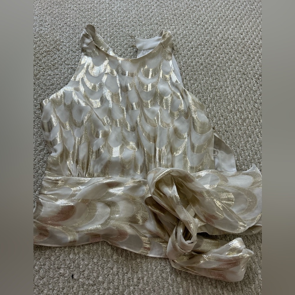 Milly Elegant Gold and Cream Women's Top